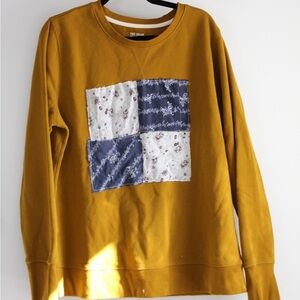 Mustard Sweatshirt with Patchwork Design